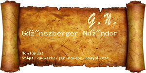 Günszberger Nándor névjegykártya